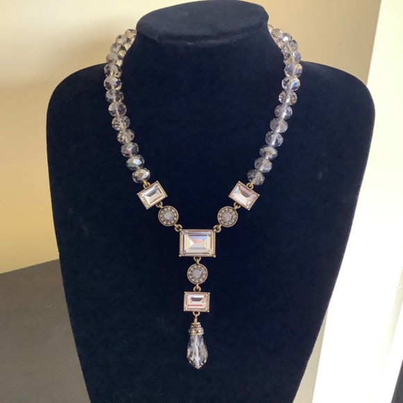 Heidi Daus Conscious Coupling Crystal Necklace & Bracelet Set Clear/ Hematite - Picture 3 of 13